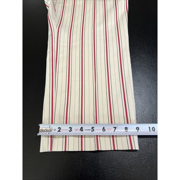 Chico's Pants Size XL Cream Red Stripe 24" Crop Stretch Cotton Zip Career Work - Picture 10 of 10